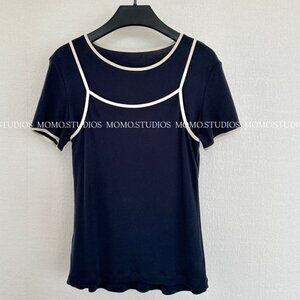 Vince Contrast Piping Back Tee - Navy